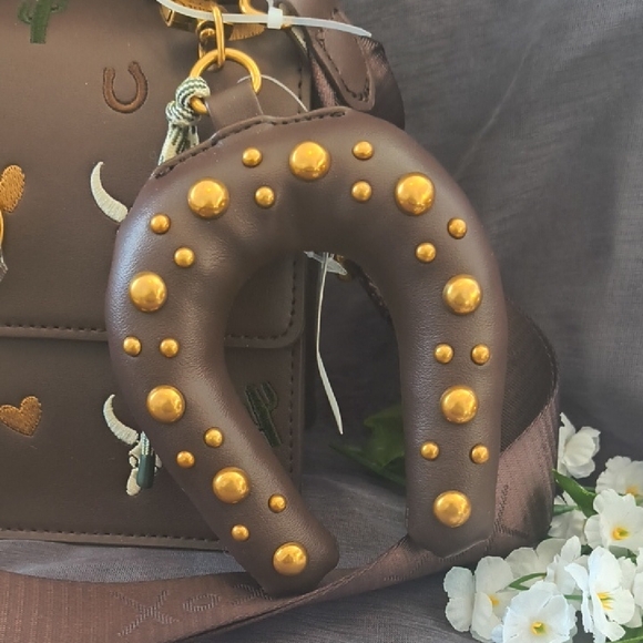 Betsey Johnson Brown Satchel with Gold Accents - Picture 3 of 7